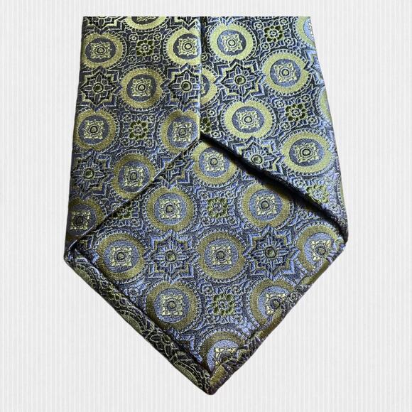 IKE BEHAR for Neiman Marcus Periwinkle Blue Green Textured Repp Silk Tie - Picture 6 of 12